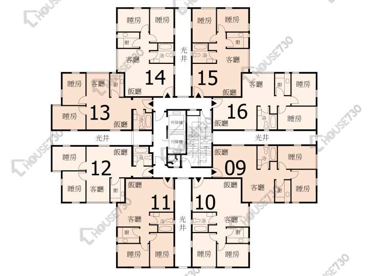 德福花園 平面圖 德福花園 I座 2-10樓 樓層平面圖 - House730