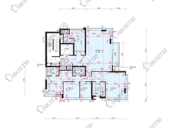 啟德1號 平面圖 啟德1號 I 低座第7座 2-3,5樓 樓層平面圖 - House730