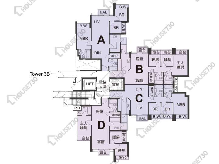 天宇海 平面圖 天宇海 3B座 5-12,15-23,25-28,29樓 樓層平面圖 - House730