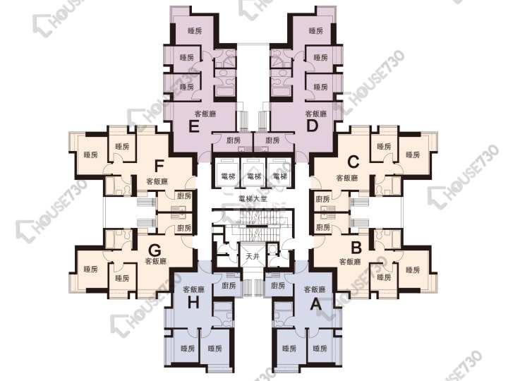 大興花園 平面圖 大興花園 2期 3座 1-34樓 樓層平面圖 - House730