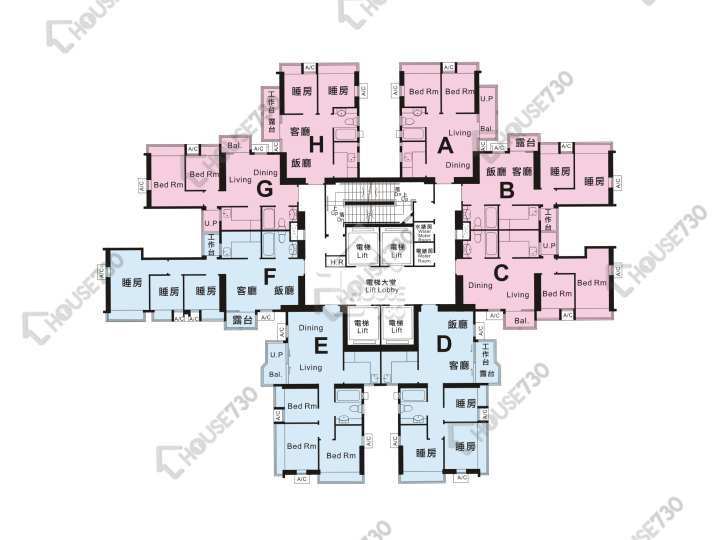 御皇庭 平面圖 御皇庭 2座 2-3,5-13,15-23,25-33,35-43,45樓 樓層平面圖 - House730