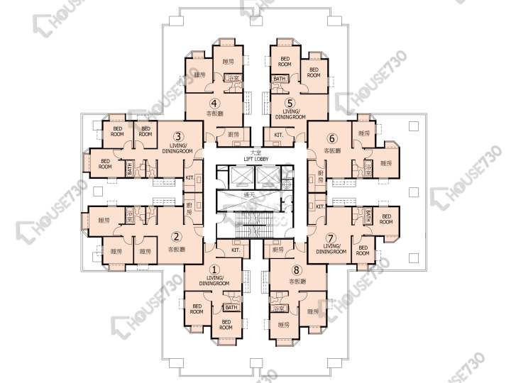 杏花邨 平面圖 杏花邨 13座 5-13,15-17,18樓 樓層平面圖 - House730