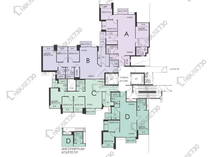 天宇海 平面圖 天宇海 2A座 5-12,15-23,25-28,29樓 樓層平面圖 - House730