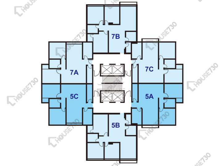 美孚新邨 平面圖 美孚新邨 1期 百老匯街5-7號 2-20樓 樓層平面圖 - House730