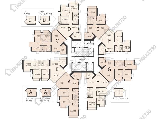 嘉湖山莊 平面圖 嘉湖山莊 6期 美湖居 1座 1-38樓 樓層平面圖 - House730