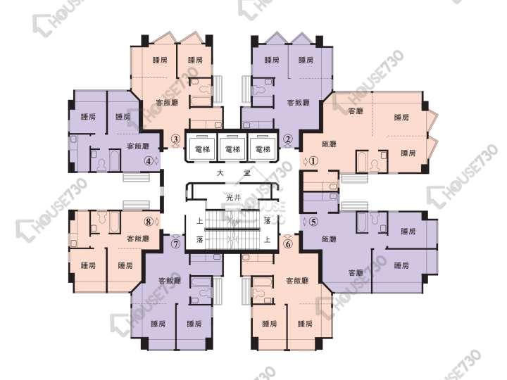 得寶花園 平面圖 得寶花園 E座 6-33樓 樓層平面圖 - House730
