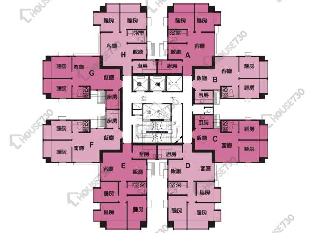 大埔中心 平面圖 大埔中心 5期 16座 3-22樓 樓層平面圖 - House730
