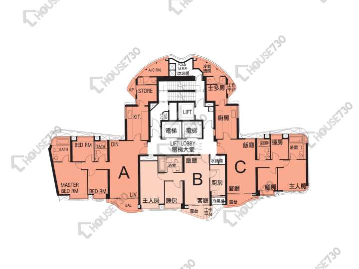 貝沙灣 平面圖 貝沙灣 6期 BEL-AIR NO. 8 2座 10-13,15-23,25-27,28樓 樓層平面圖 - House730
