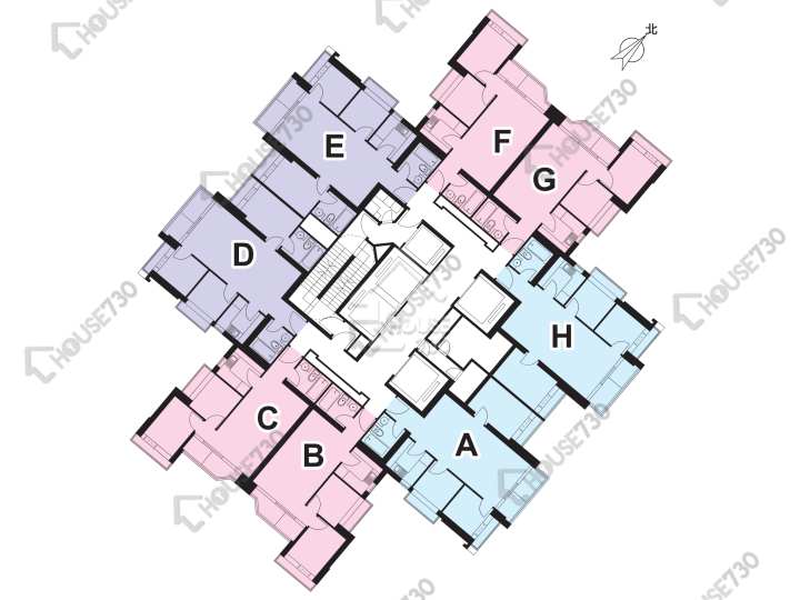 都會駅 平面圖 都會駅 2期 城中駅 7座 7-11,15-23,25-33,35-39,41-43,45-53,55-63,65-66,67樓 樓層平面圖 - House730
