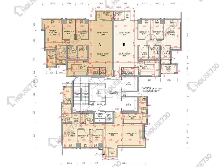 御龍山 平面圖 御龍山 7座 17-23,25,27-33,35-39,50樓 樓層平面圖 - House730