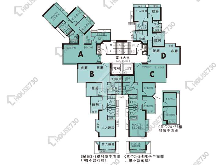 翠擁華庭 平面圖 翠擁華庭 1座 3,5-12,15-23,25-33,35樓 樓層平面圖 - House730