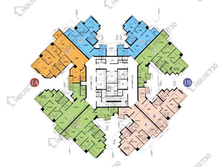 天晉 平面圖 天晉 II 1A座 8-12,15-23,25-30,31樓 樓層平面圖 - House730