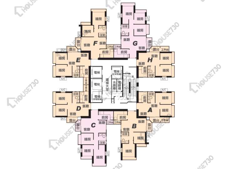港灣豪庭 平面圖 港灣豪庭 2期 5座 26-48樓 樓層平面圖 - House730