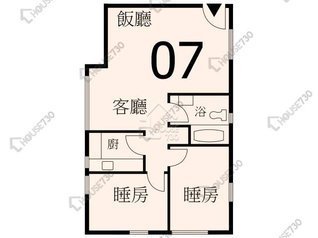 九龍灣 德福花園 高層 單位平面圖 C座-高層/中層/低層-7室 House730-7056404