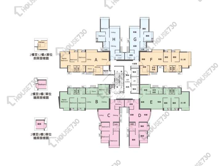 愛琴海岸 平面圖 愛琴海岸 1座 2-3,5-13,15-23,25-31,32樓 樓層平面圖 - House730