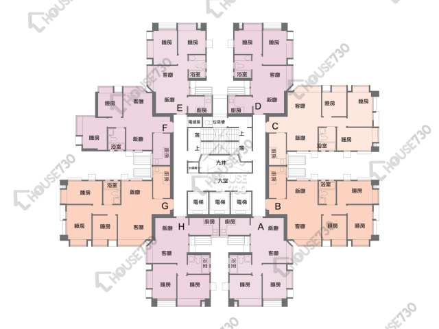 花都廣場 平面圖 花都廣場 10座 3-36樓 樓層平面圖 - House730