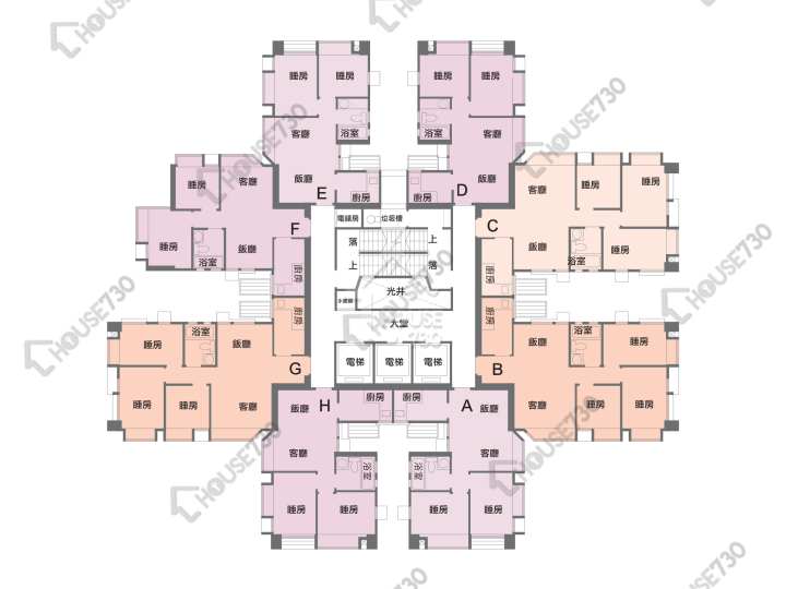 花都廣場 平面圖 花都廣場 10座 3-36樓 樓層平面圖 - House730