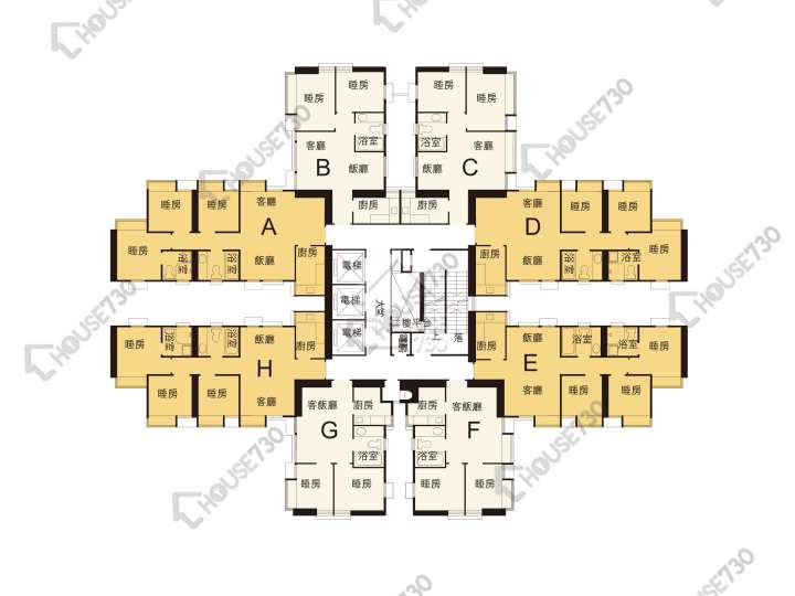 荃景花園 平面圖 荃景花園 2期 12座 2-34樓 樓層平面圖 - House730