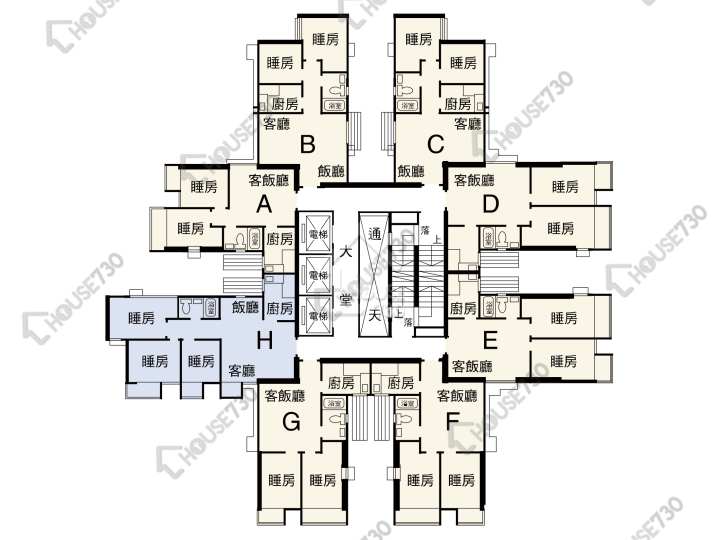 荃景花園 平面圖 荃景花園 1期 2座 4-34樓 樓層平面圖 - House730