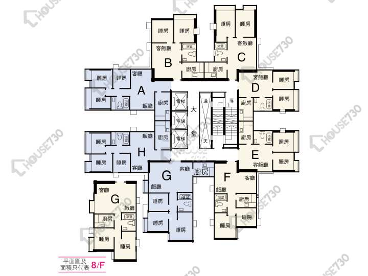 荃景花園 平面圖 荃景花園 1期 6座 4-9樓 樓層平面圖 - House730