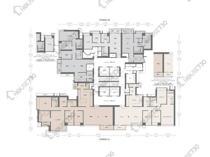譽.港灣 平面圖 譽.港灣 1A座 7-13,15-23,25-33,35-41,42樓 樓層平面圖 - House730