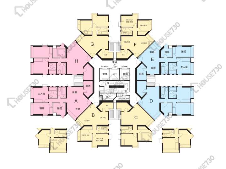 麗港城 平面圖 麗港城 1期 14座 1-28樓 樓層平面圖 - House730