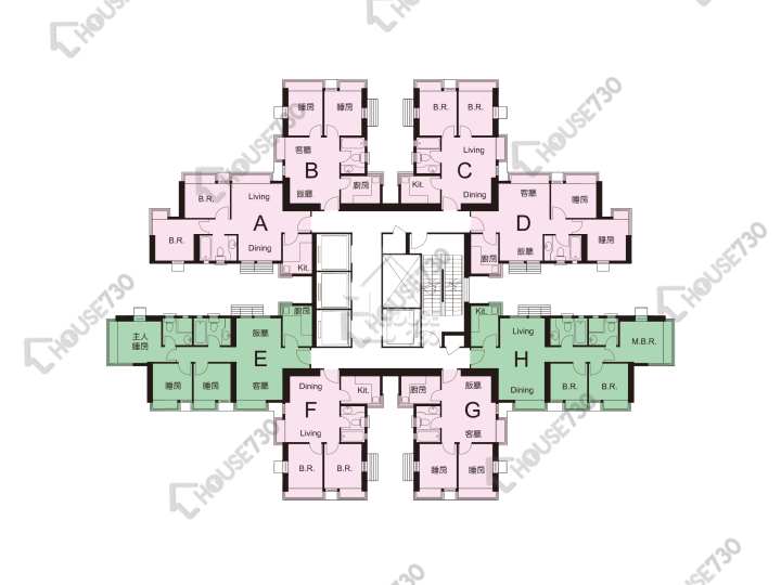 新都城 平面圖 新都城 1期 1座 2-42樓 樓層平面圖 - House730