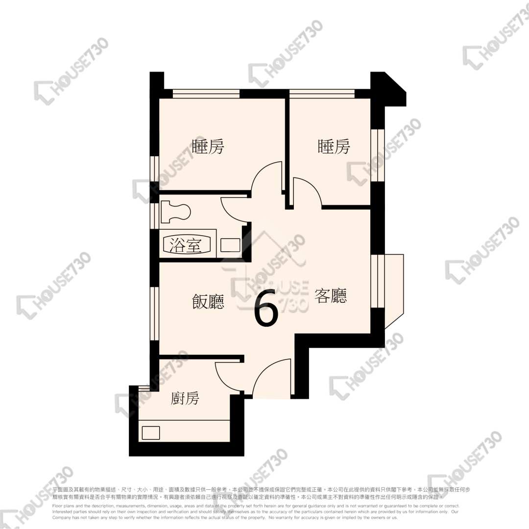 九龙湾 淘大花园 高层 单位平面图 1期-C座-高层/中层/低层-6室 House730-7056485