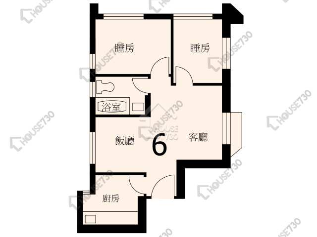 九龙湾 淘大花园 高层 单位平面图 1期-C座-高层/中层/低层-6室 House730-7056485