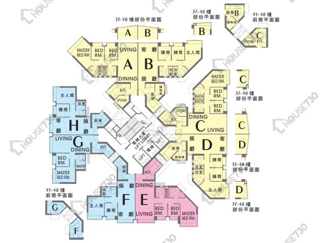 盈翠半島 平面圖 盈翠半島 1期 2座 8-12,15-23,25-33,35-43,45-47,48樓 樓層平面圖 - House730