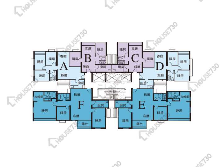 薄扶林花園 平面圖 薄扶林花園 1座 1-28樓 樓層平面圖 - House730