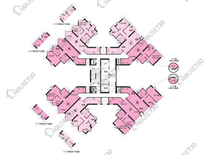 將軍澳廣場 平面圖 將軍澳廣場 1期 3A座 3,5-13,15-23,25,27-33,35-39,41-43,45-46,48-52,54-55,56樓 樓層平面圖 - House730