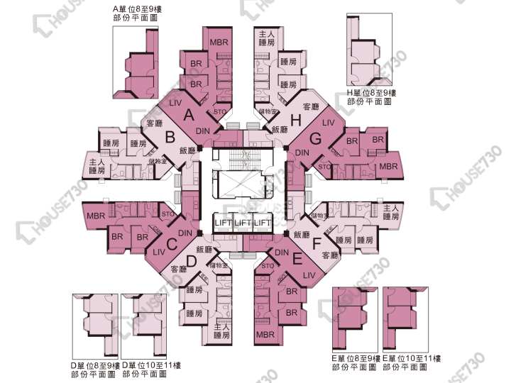 聽濤雅苑 平面圖 聽濤雅苑 2期 4座 8-12,15-23,25-33,35-36,37樓 樓層平面圖 - House730