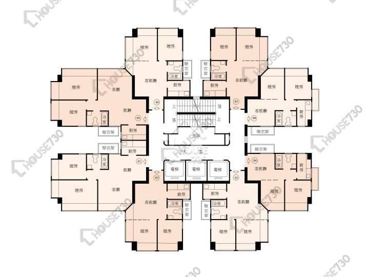 得寶花園 平面圖 得寶花園 B座 6-40樓 樓層平面圖 - House730