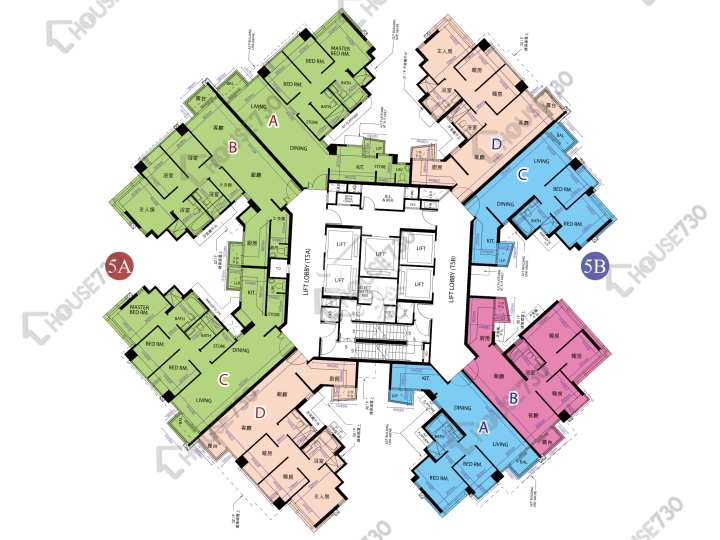天晉 平面圖 天晉 II 5A座 8-12,15-23,25-30,31樓 樓層平面圖 - House730