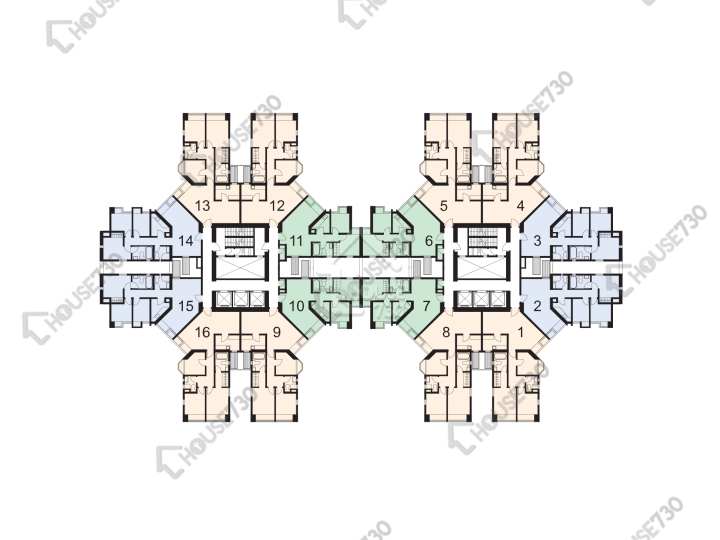 康怡花園 平面圖 康怡花園 B座 (1-8室) 2-30樓 樓層平面圖 - House730