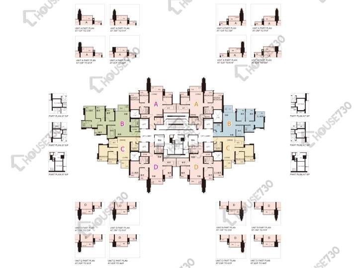 日出康城 平面圖 日出康城 1期 首都 維也納 (6座-左翼) 8-12,15-23,25-28,30-33,35-43,45-51,53,55-63,65,66樓 樓層平面圖 - House730