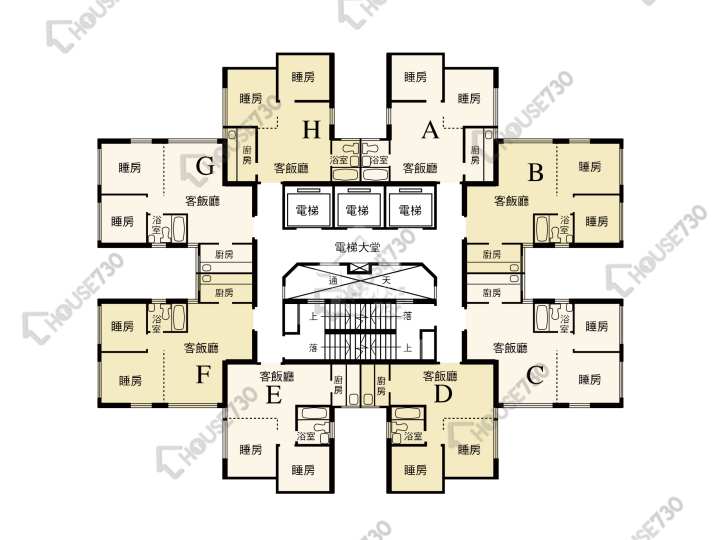 荃灣中心 平面圖 荃灣中心 杭州樓 (3座) 2-31樓 樓層平面圖 - House730
