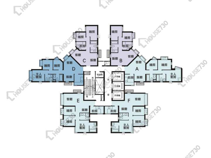 愉景新城 平面圖 愉景新城 1期 4座 1-3,5-13,15-23,25-33,35-43,45樓 樓層平面圖 - House730