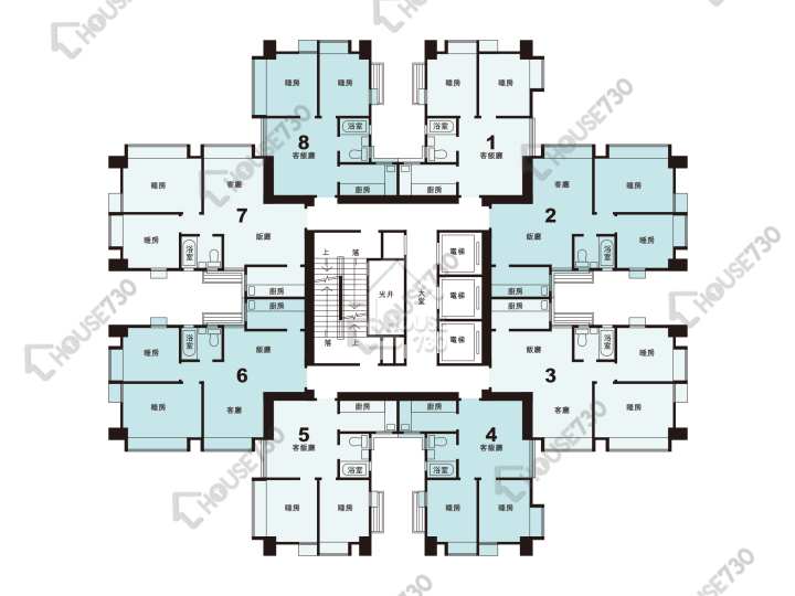 翠林花園 平面圖 翠林花園 B座 1-30樓 樓層平面圖 - House730