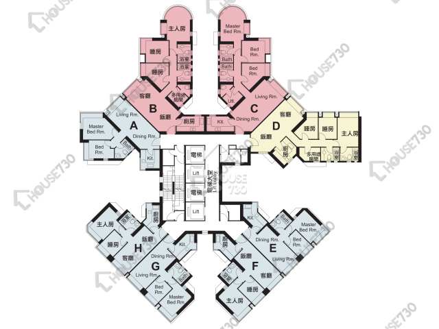 柏景灣 平面圖 柏景灣 1期 10座 1-3,5-12,15-23,25-31,32樓 樓層平面圖 - House730