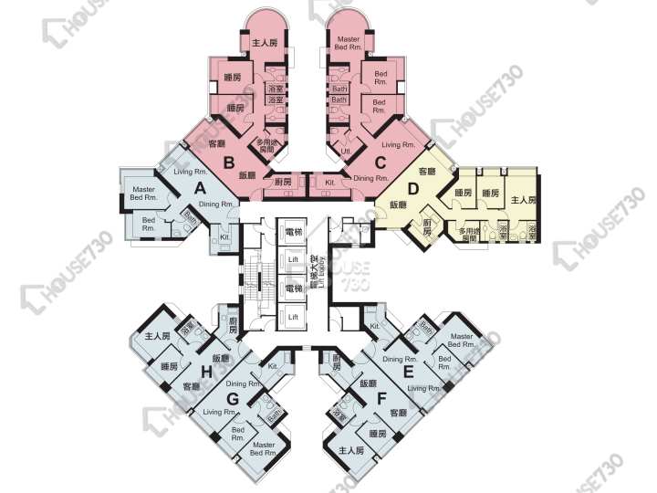 柏景灣 平面圖 柏景灣 1期 10座 1-3,5-12,15-23,25-31,32樓 樓層平面圖 - House730