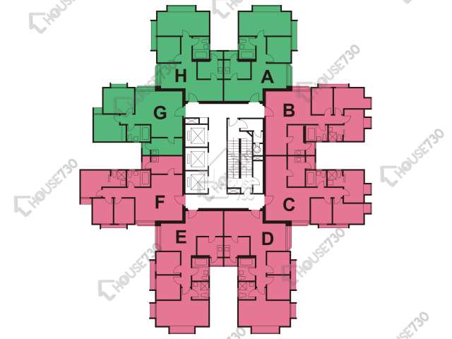 太古城 平面圖 太古城 海天花園 冠天閣 (60座) 4-24樓 樓層平面圖 - House730