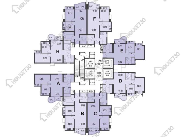 Central Park Towers Floor Plans Central Park Towers Phase 1 Tower 3 7-12,15-23,25-30,32-33,35-43,45-51,52/F Floor Plan - House730