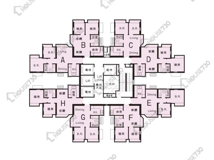 新都城 平面圖 新都城 2期 8座 2-38樓 樓層平面圖 - House730
