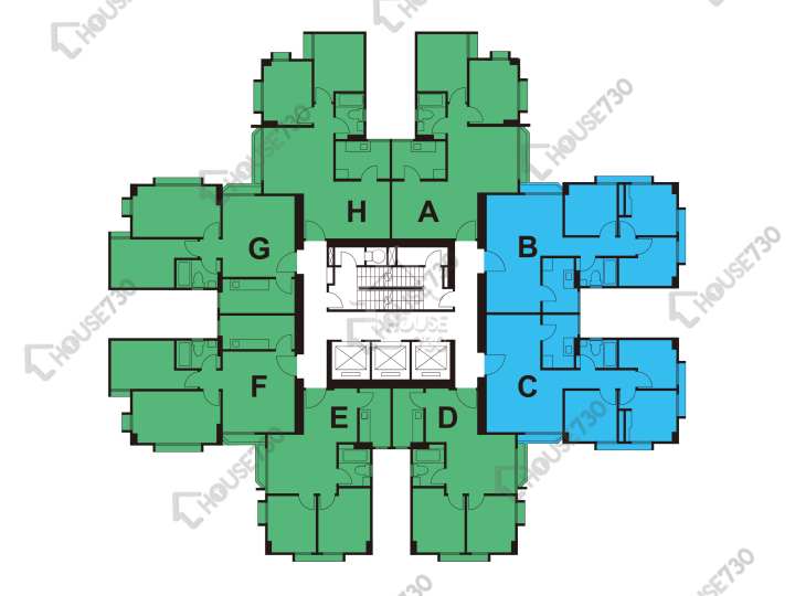 太古城 平面圖 太古城 星輝台 耀星閣 (50座) 4-28樓 樓層平面圖 - House730