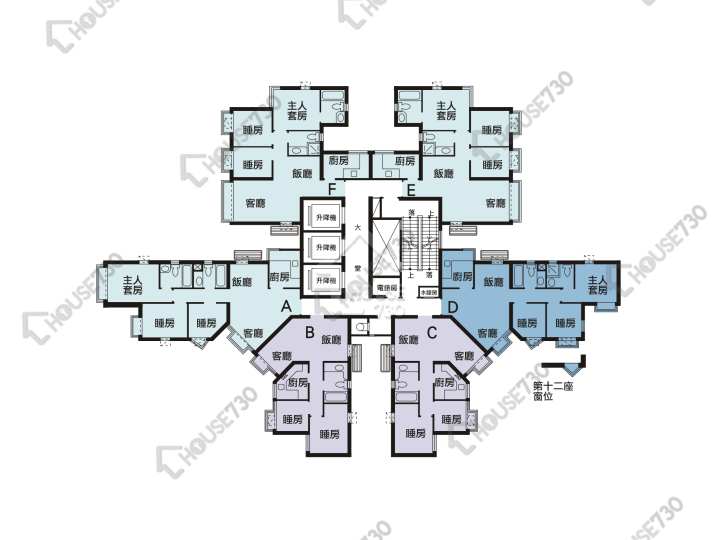 愉景新城 平面圖 愉景新城 3期 9座 1-3,5-13,15-23,25-33,35-43,45樓 樓層平面圖 - House730