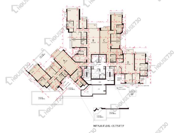 海之戀 平面圖 海之戀 3期A 海之戀.愛炫美 1座 7樓 樓層平面圖 - House730