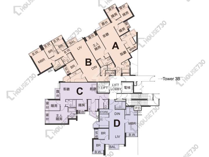 天宇海 平面圖 天宇海 3A座 5-12,15-23,25-28,29樓 樓層平面圖 - House730