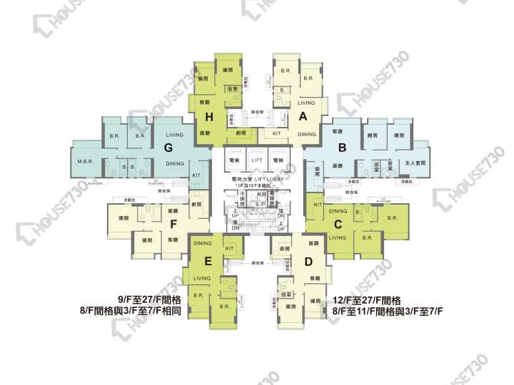 牽晴間 平面圖 牽晴間 11座 8-27樓 樓層平面圖 - House730